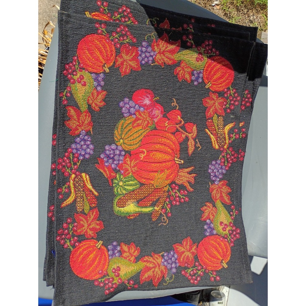Vintage Table Placemats/Tapestry Brocade Fall Deco Pattern 4pk 17"
